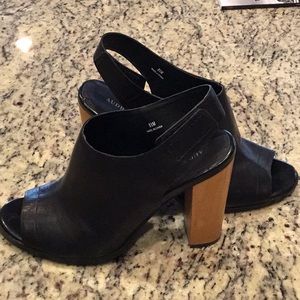 Black Leather Mules